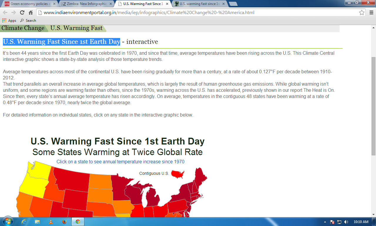 U.S. warming fast since 1st Earth Day